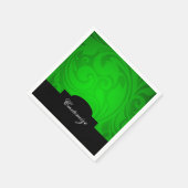 Elegante gepersonaliseerde zwarte en groene servet (Hoek)