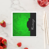 Elegante gepersonaliseerde zwarte en groene servet (Insitu)