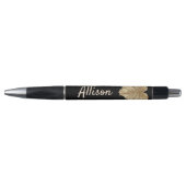Elegante gepersonaliseerde zwarte faux Gold Leaf Pen (Voorkant)