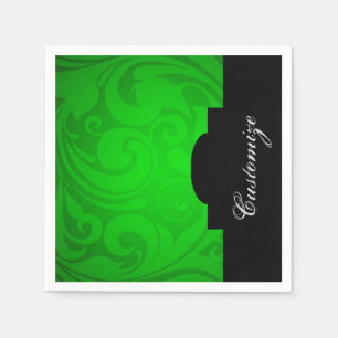 Elegante gepersonaliseerde zwarte & groene servett servetten
