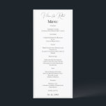 Elegante gepersonaliseerde zwarte & witte trouwdag menu<br><div class="desc">Mooie basis zwarte & witte menu gepersonaliseerd met uw keuze van namen & speciale evenement datum onderaan.  Perfect voor elk seizoen trouwen.  Eenvoudige elegantie.</div>