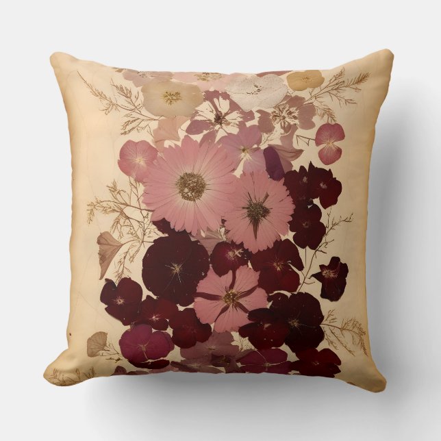 Elegante  geperste bloem ombre kussen (Voorkant)