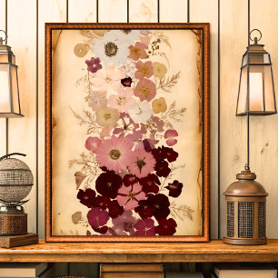 Elegante geperste Bloem Ombre wandkunst Poster