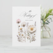 Elegante geperste bloemen Chic bruiloft uitnodigin Kaart (Staand voorkant)