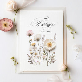 Elegante geperste bloemen Chic bruiloft uitnodigin Kaart