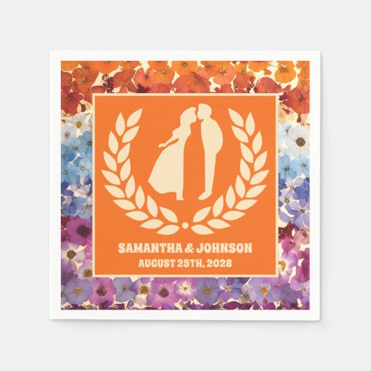 Elegante  geperste bloemen Ombre bruiloft Servet (Voorkant)