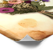 Elegante  geperste bloemenboeket muurkunst poster (Hoek)