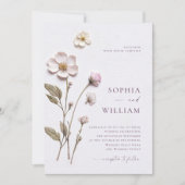 Elegante geperste kunst Pastel Boho bloemen bruilo Kaart (Voorkant)