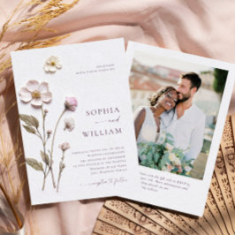 Elegante geperste kunst Pastel Boho bloemen bruilo Kaart