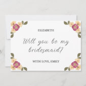 Elegante geperste wilde bloem bruidsmeisje voorste kaart (Voorkant)