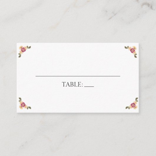 Elegante geperste wilde bloemen Boho Garden Weddin Plaatskaartje (Voorkant)