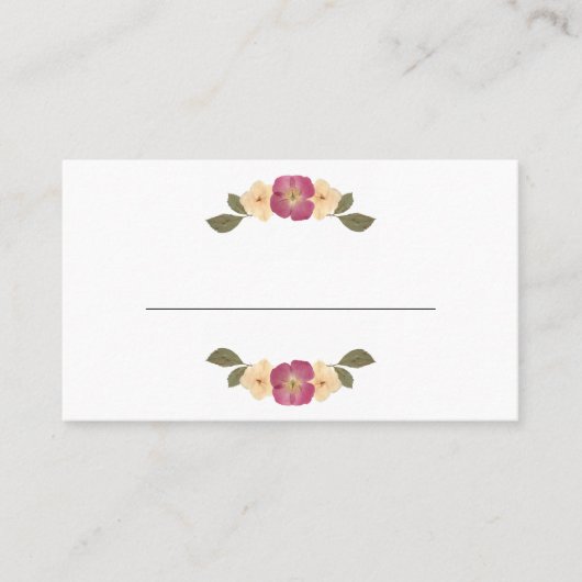 Elegante geperste wilde bloemen Boho Garden Weddin Plaatskaartje (Voorkant)