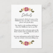Elegante geperste Wildflower Garden Wedding Detail Informatiekaartje (Voorkant)