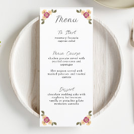 Elegante geperste Wildflower Garden Wedding Menu