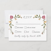 Elegante geperste Wildflower Garden Wedding RSVP Kaartje (Voorkant)