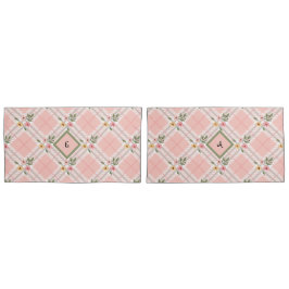 Elegante geplakte bloemblaadjes monogram kussensloop