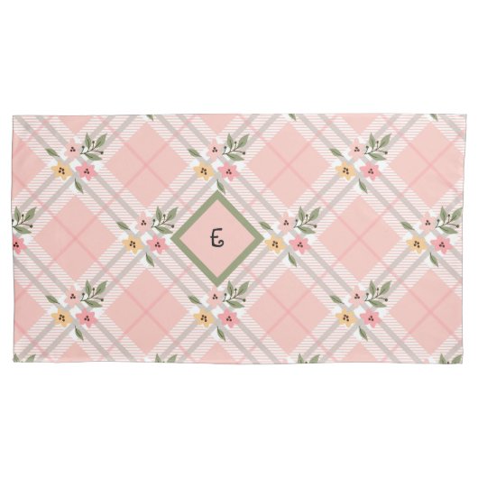 Elegante geplakte bloemblaadjes monogram kussensloop (Voorkant-Links)