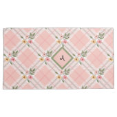 Elegante geplakte bloemblaadjes monogram kussensloop (Voorkant-Rechts)