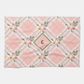 Elegante geplakte bloemblaadjes monogram theedoek (Horizontaal)