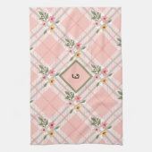 Elegante geplakte bloemblaadjes monogram theedoek (Verticaal)