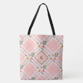 Elegante geplakte bloemblaadjes monogram tote bag (Voorkant)
