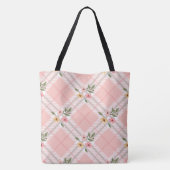 Elegante geplakte bloemblaadjes monogram tote bag (Achterkant)