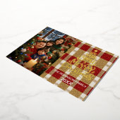 Elegante geplakte kerstfotokaart met goudfolie folie feestdagenkaart (Gedraaid)