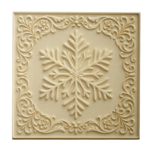 Elegante gepreste sneeuwvlok Kerst Kunst Tegeltje