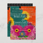 Elegante Gerber Daisy bruiloft uitnodiging werveli (Voorkant / Achterkant)