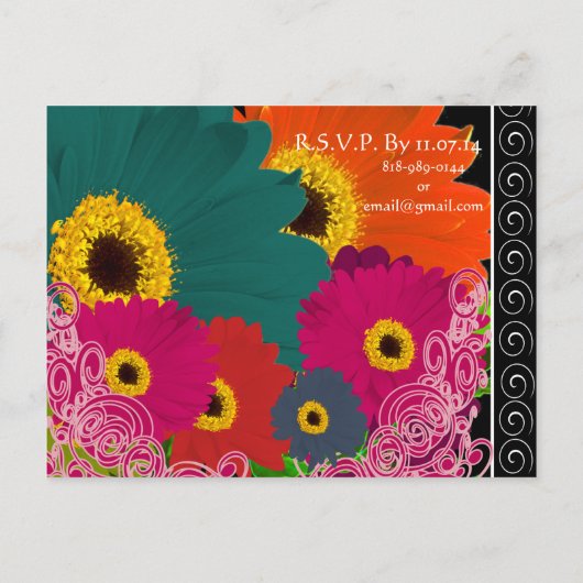 Elegante Gerber Daisy bruiloft uitnodiging werveli (Achterkant)