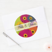 Elegante Gerber Daisy trouwstickers Ronde Sticker (Envelop)