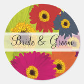 Elegante Gerber Daisy trouwstickers Ronde Sticker (Voorkant)