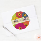 Elegante Gerber Daisy trouwstickers Ronde Sticker (Envelop)