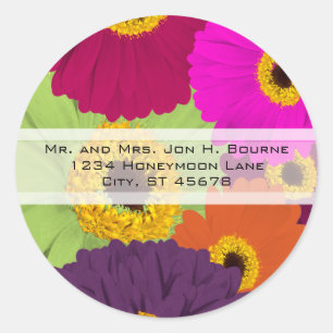 Elegante Gerber Daisy trouwstickers Ronde Sticker
