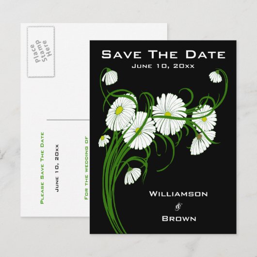 Elegante Gerbera Daisies Save The Date Briefkaarte Aankondigingskaart (Voorkant / Achterkant)