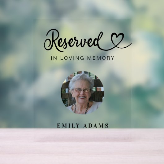 Elegante gereserveerde zitplaats Memorial trouwfot Acryl Bord (Neutraal)