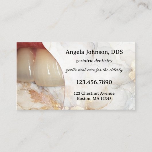 Elegante geriatrische tandarts afsprakenkaartje (Voorkant)