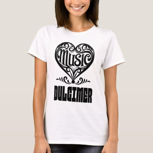 Elegante Gerolde Hart voor Dulcimerliefhebbers T-shirt (Voorkant)