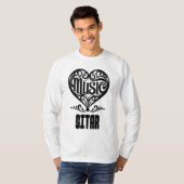 Elegante Gerolde Hart voor Sitarliefhebbers T-shirt (Voorkant volledig)