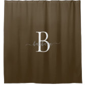 Elegante geroosterde koffie monogram scriptnaam douchegordijn (Voorkant)