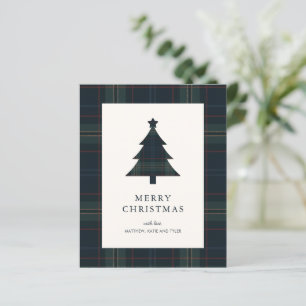 Elegante geruite budget kerstkaart