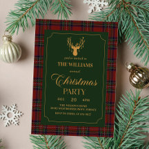 Elegante geruite kerstfeest uitnodiging