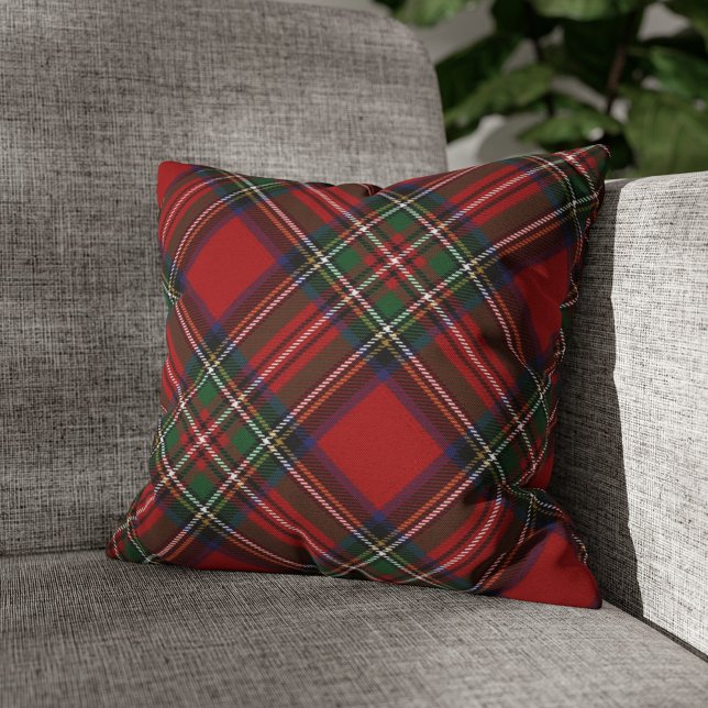 Elegante geruite rustieke clan Stewart Tartan Kussen (Plaid Red and Green Check Clan Stewart Tartan Throw Pillow)