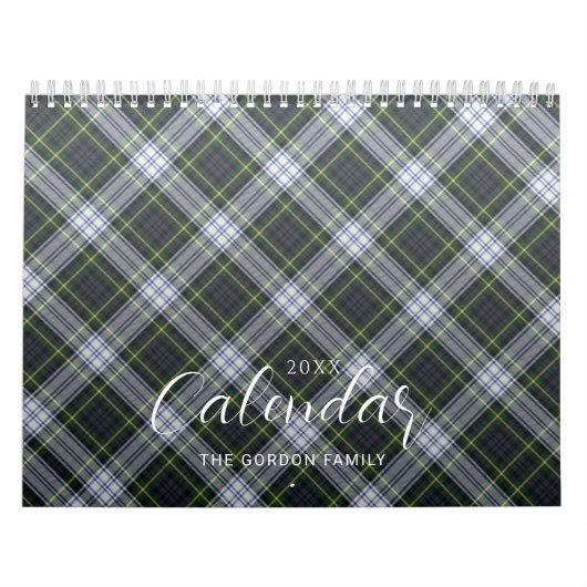 Elegante geruite rustieke familie 2024 Tartan Kalender (Hoes)