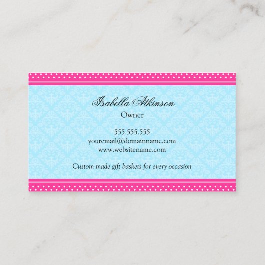 Elegante geschenkmand visitekaartje (Achterkant)