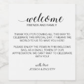 Elegante geschenkmand Welkom op bruiloft Wijn Etiket (Enkel label)