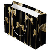 Elegante geschenktas met zwarte basis en gouden bo groot cadeauzakje (Achterkant Gekanteld)