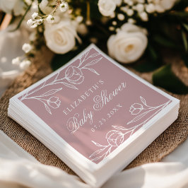 Elegante Geschetste Bloemige Stof Roze Baby Shower Servet
