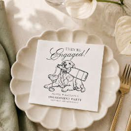Elegante Geschetste Goud Retriever Verlovingsfeest Servet