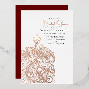 Elegante geschetste jurk in Vrijgezellenfeest Folie Uitnodiging